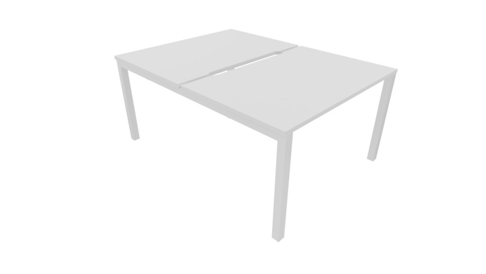 Bureau droit partag 2 postes Burocolor chancr - Dpart - L.160 x P.163 cm - Plateau Blanc - Pieds Blanc