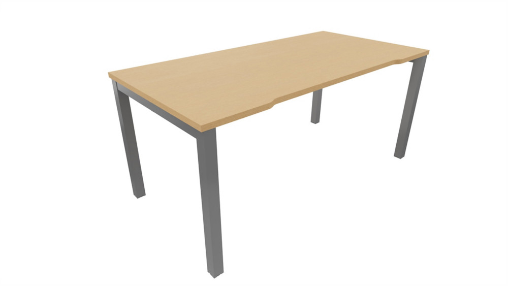 Bureau droit chancr Burocolor - L.160 x P.80 cm - Plateau Htre - Pieds Aluminium
