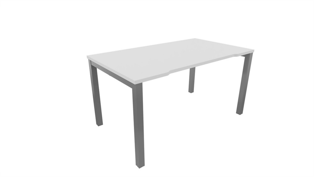 Bureau droit chancr Burocolor - L.140 x P.80 cm - Plateau Blanc - Pieds Aluminium
