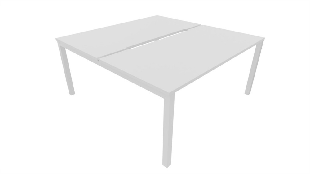Bureau droit partag 2 postes Burocolor chancr - Dpart - L.140 x P.163 cm - Plateau Blanc - Pieds Blanc