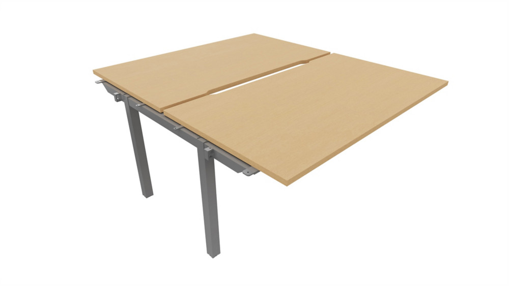 Bureau droit partag 2 postes Burocolor chancr - Suivant - L.140 x P.163 cm - Plateau Htre - Pieds Aluminium