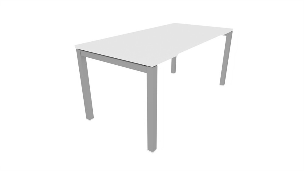 Bureau droit chancr Burocolor - L.160 x P.80 cm - Plateau Blanc - Pieds Aluminium