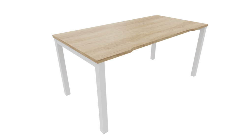 Bureau droit chancr Burocolor - L.160 x P.80 cm - Plateau Chne Nebraska - Pieds Blanc