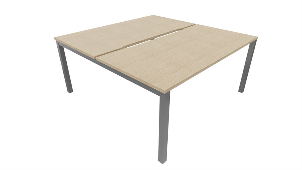 Bureau droit partag 2 postes Burocolor chancr - Dpart - L.140 x P.163 cm - Plateau Chne - Pieds Aluminium