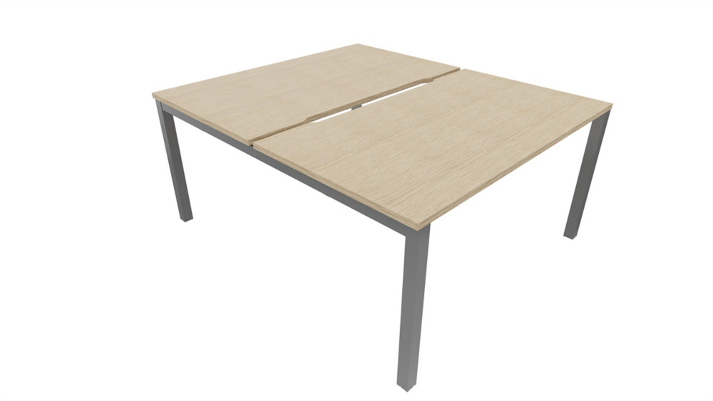 Bureau droit partag 2 postes Burocolor chancr - Dpart - L.120 x P.163 cm - Plateau Chne - Pieds Aluminium