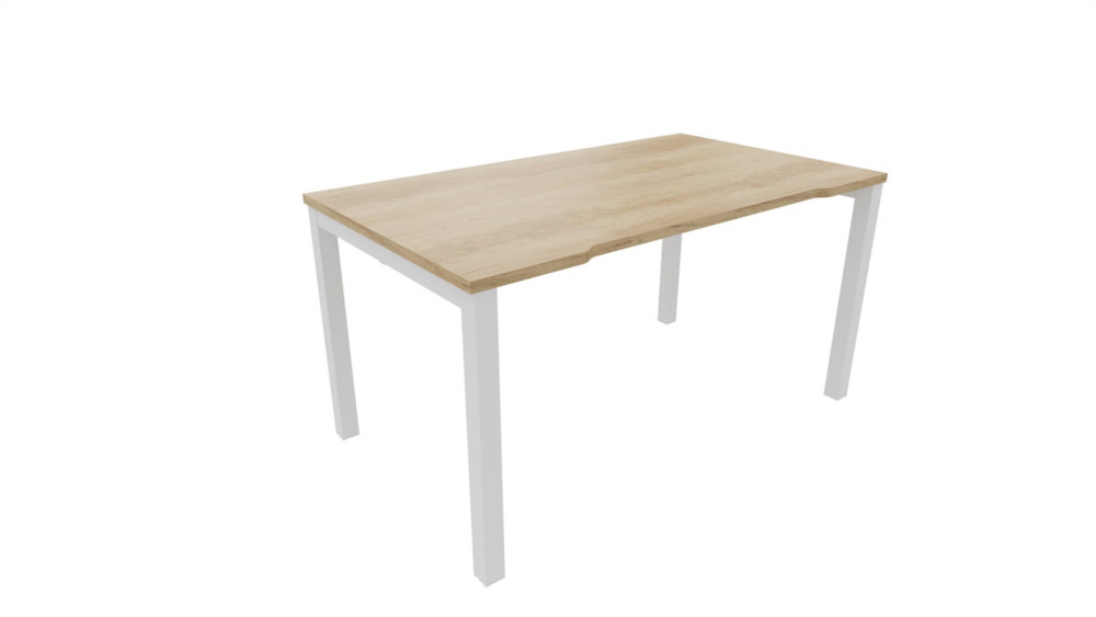 Bureau droit chancr Burocolor - L.140 x P.80 cm - Plateau Chne Nebraska - Pieds Blanc