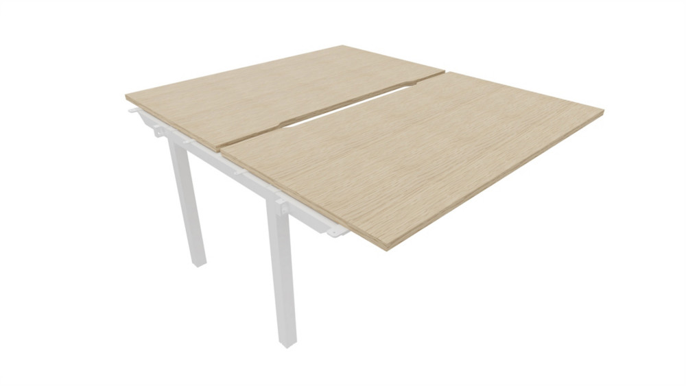 Bureau droit partag 2 postes Burocolor chancr - Suivant - L.140 x P.163 cm - Plateau Chne - Pieds Blanc