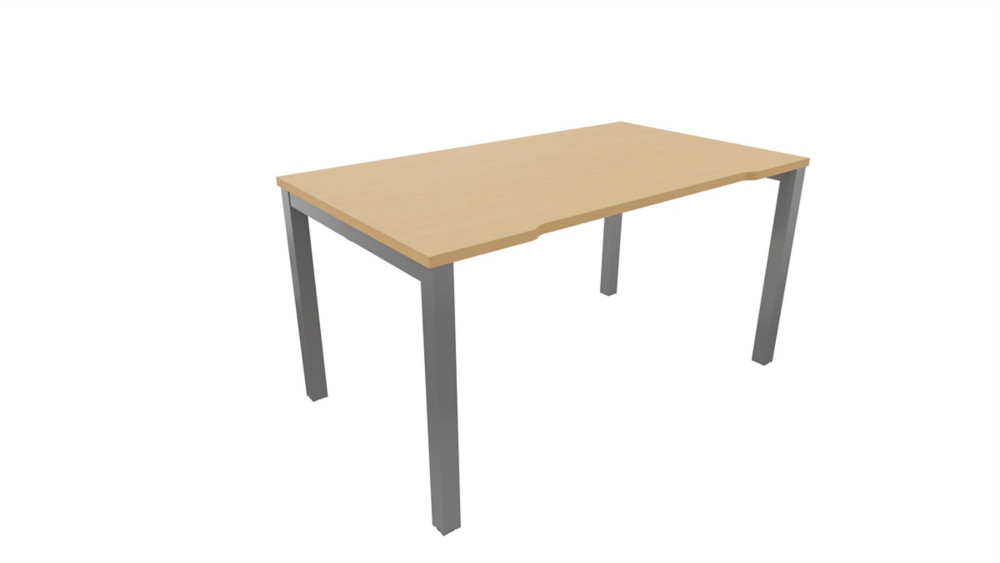 Bureau droit chancr Burocolor - L.140 x P.80 cm - Plateau Htre - Pieds Aluminium