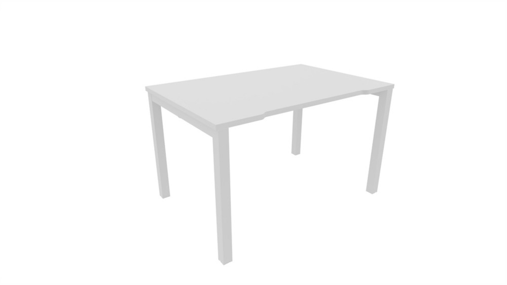 Bureau droit chancr Burocolor - L.120 x P.80 cm - Plateau Blanc - Pieds Blanc