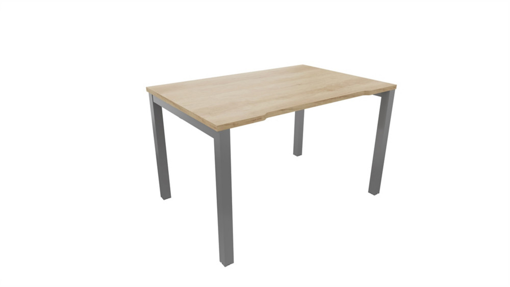 Bureau droit chancr Burocolor - L.120 x P.80 cm - Plateau Chne Nebraska - Pieds Aluminium