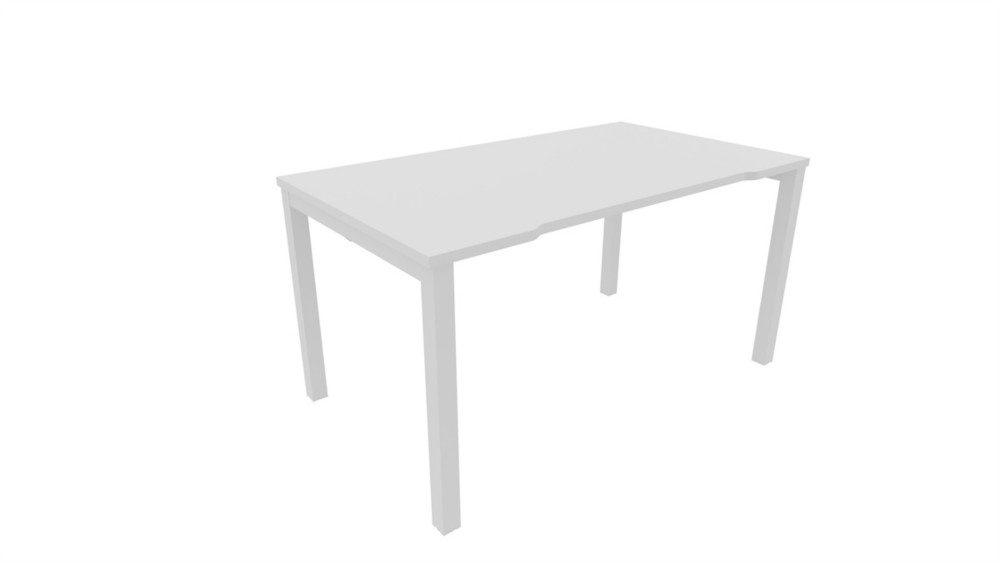 Bureau droit chancr Burocolor - L.140 x P.80 cm - Plateau Blanc - Pieds Blanc