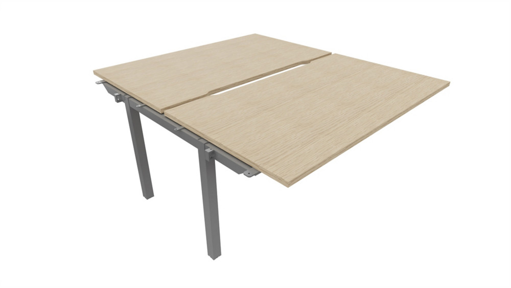 Bureau droit partag 2 postes Burocolor chancr - Suivant - L.140 x P.163 cm - Plateau Chne - Pieds Aluminium