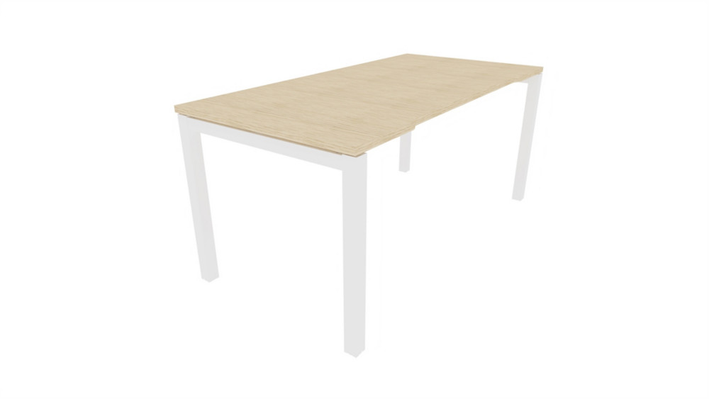 Bureau droit chancr Burocolor - L.160 x P.80 cm - Plateau Chne - Pieds Blanc