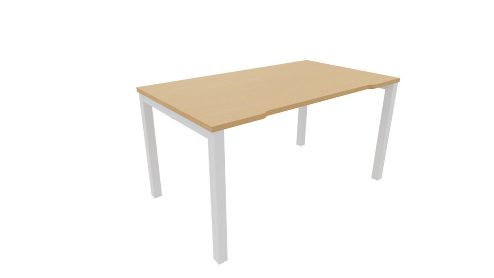 Bureau droit chancr Burocolor - L.140 x P.80 cm - Plateau Htre - Pieds Blanc