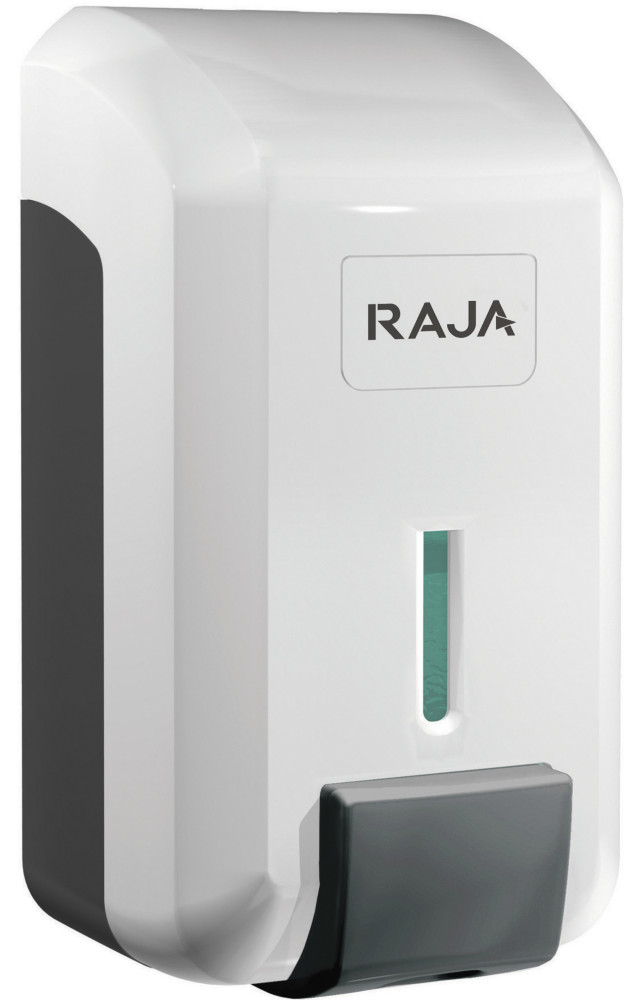 RAJA Distributeur de savon liquide et gel hydroalcoolique en ABS rservoir amovible de 700 ml - Blanc