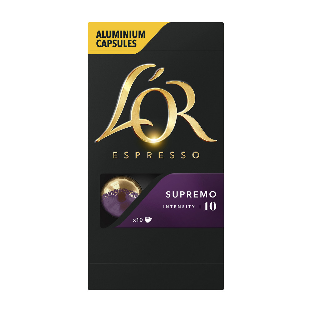 L'OR Espresso Caf Supremo- intensit : 10 - bote de 10 capsules