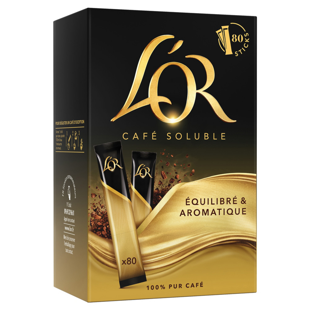 L'OR Caf soluble Classique, 100 % Arabica - 80 doses de 1,8 g - Intensit 5