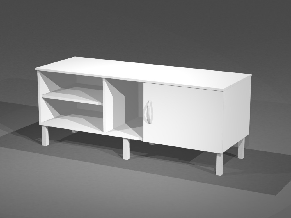 Meuble console en mlamin et pieds mtal L. 140 x H. 57 cm - Blanc