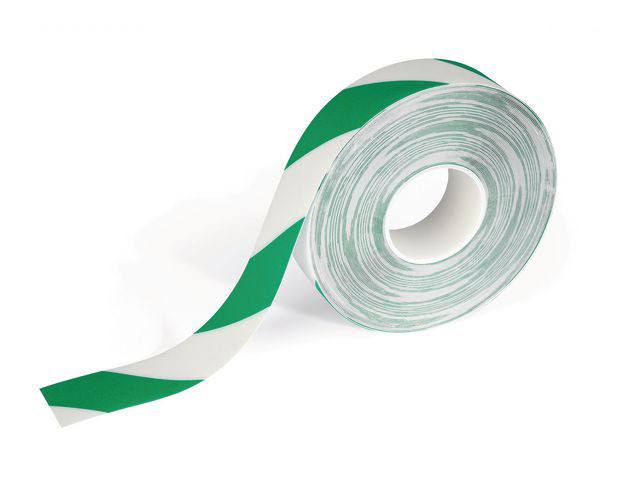 Durable Ruban adhsif permanent de marquage au sol - Antidrapant - 30 m x 50 mm - Vert et Blanc