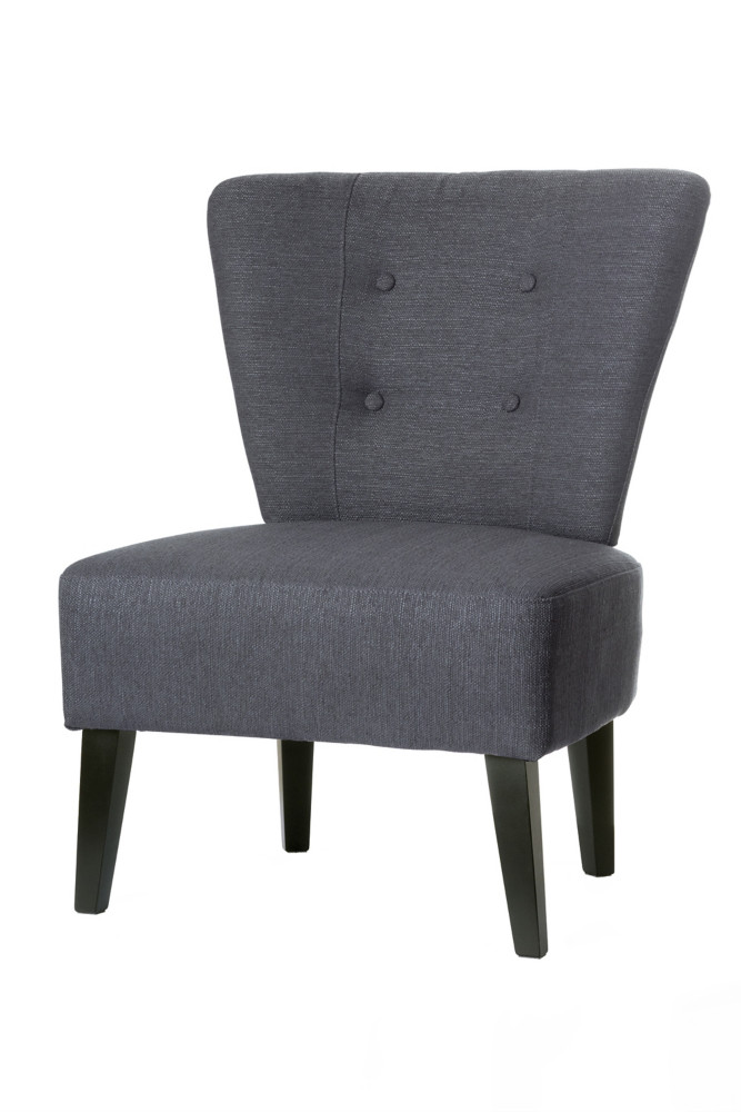 Sige d'accueil Brighton Pieds bois noir Tissu anthracite