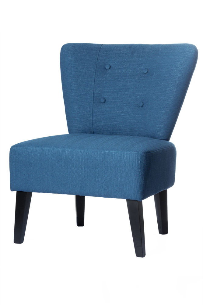 Sige d'accueil Brighton Pieds bois noir Tissu bleu