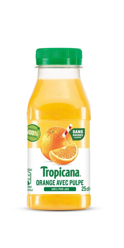 Tropicana Pure Premium Jus d'orange avec pulpe  bouteille PET 25 cl - Lot de 12