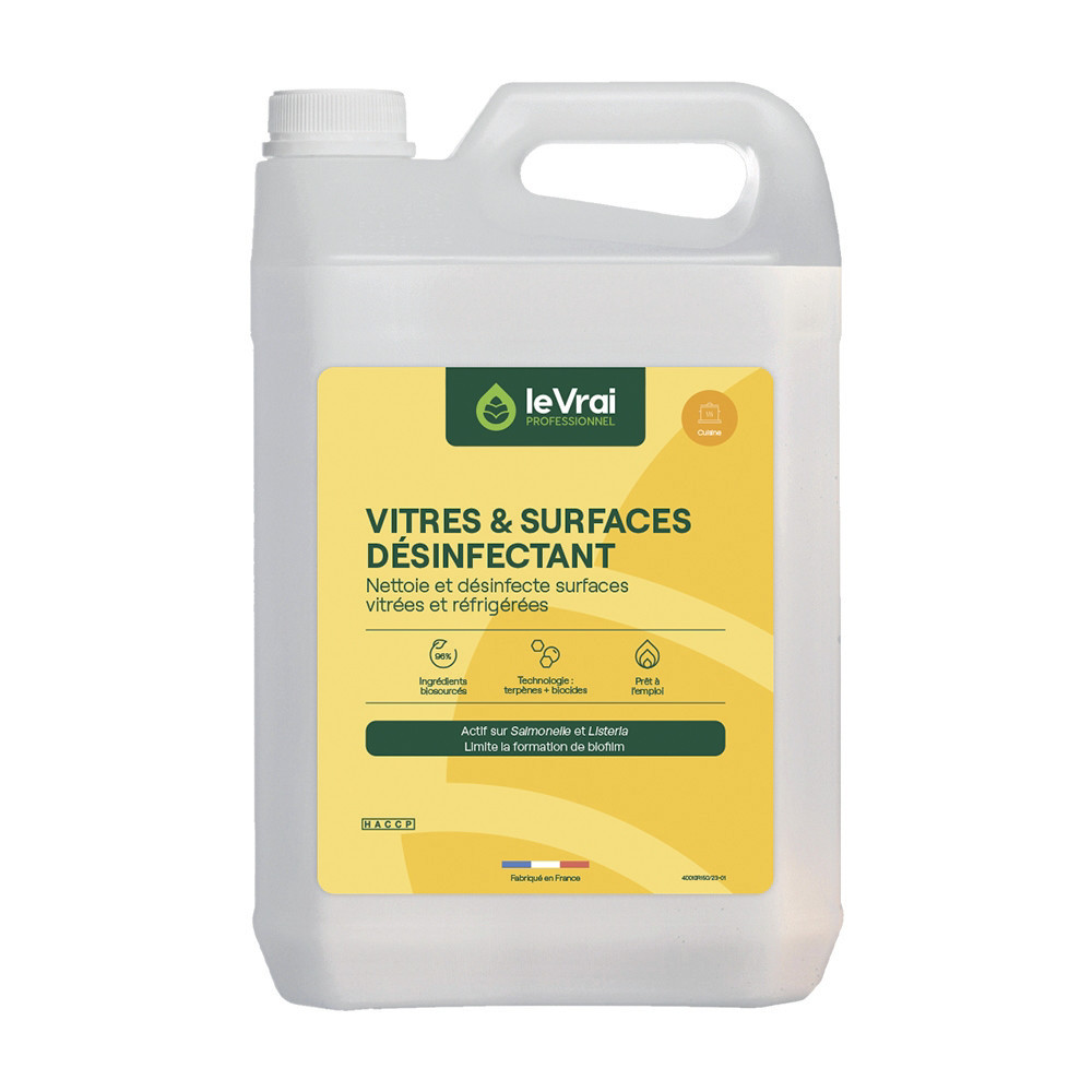 LE VRAI Nettoyant dsinfectant vitres et surfaces HACCP Le Vrai VSD 5 L