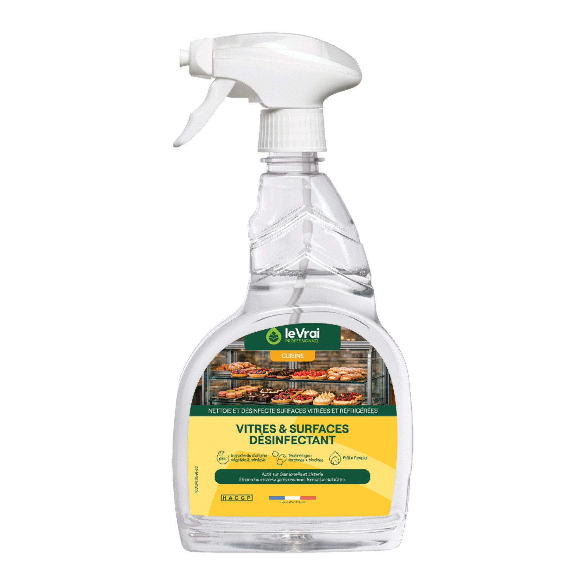 Nettoyant désinfectant vitres et surfaces HACCP Le Vrai VSD 750 ml