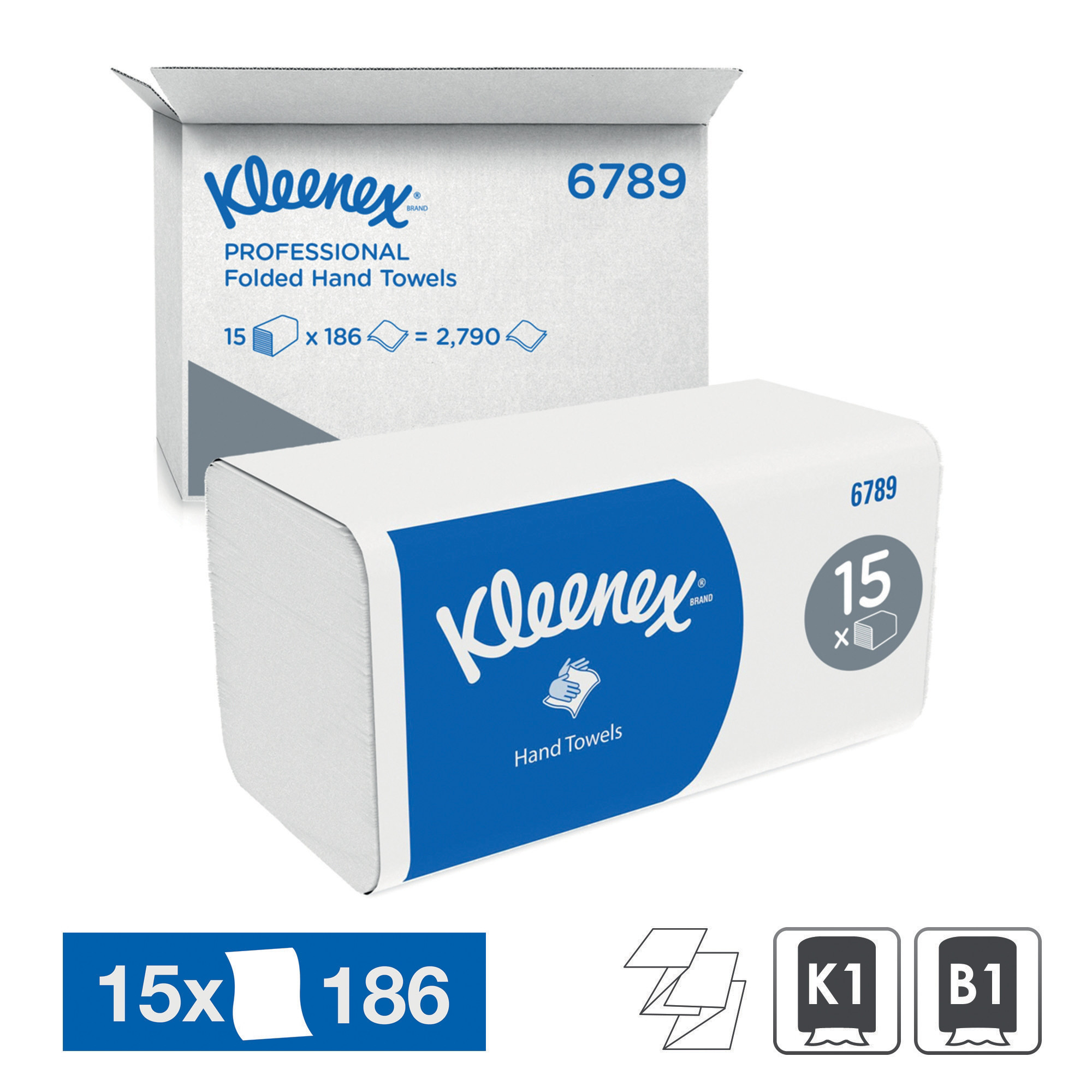 Essuie-mains enchevêtrés Kleenex 6789, 15 paquets de 186