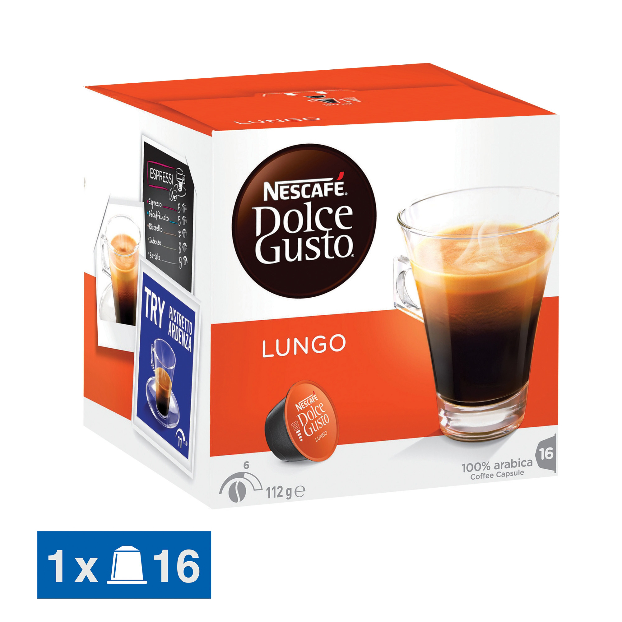 NESCAFE Nescafé Dolce Gusto Lungo, boîte de 16 capsules