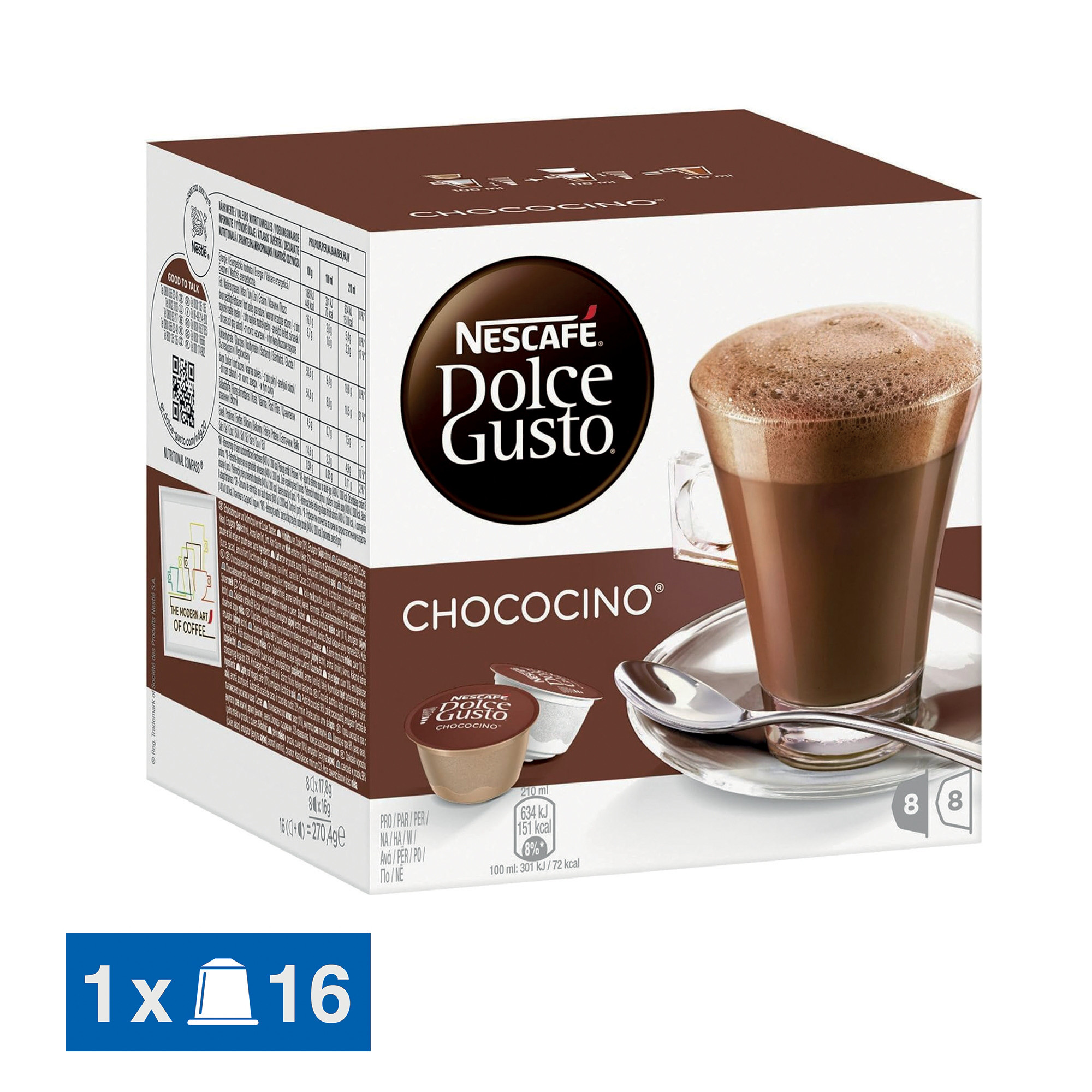 NESCAFE Nescafé Dolce Gusto Chococino, boîte de 16 capsules