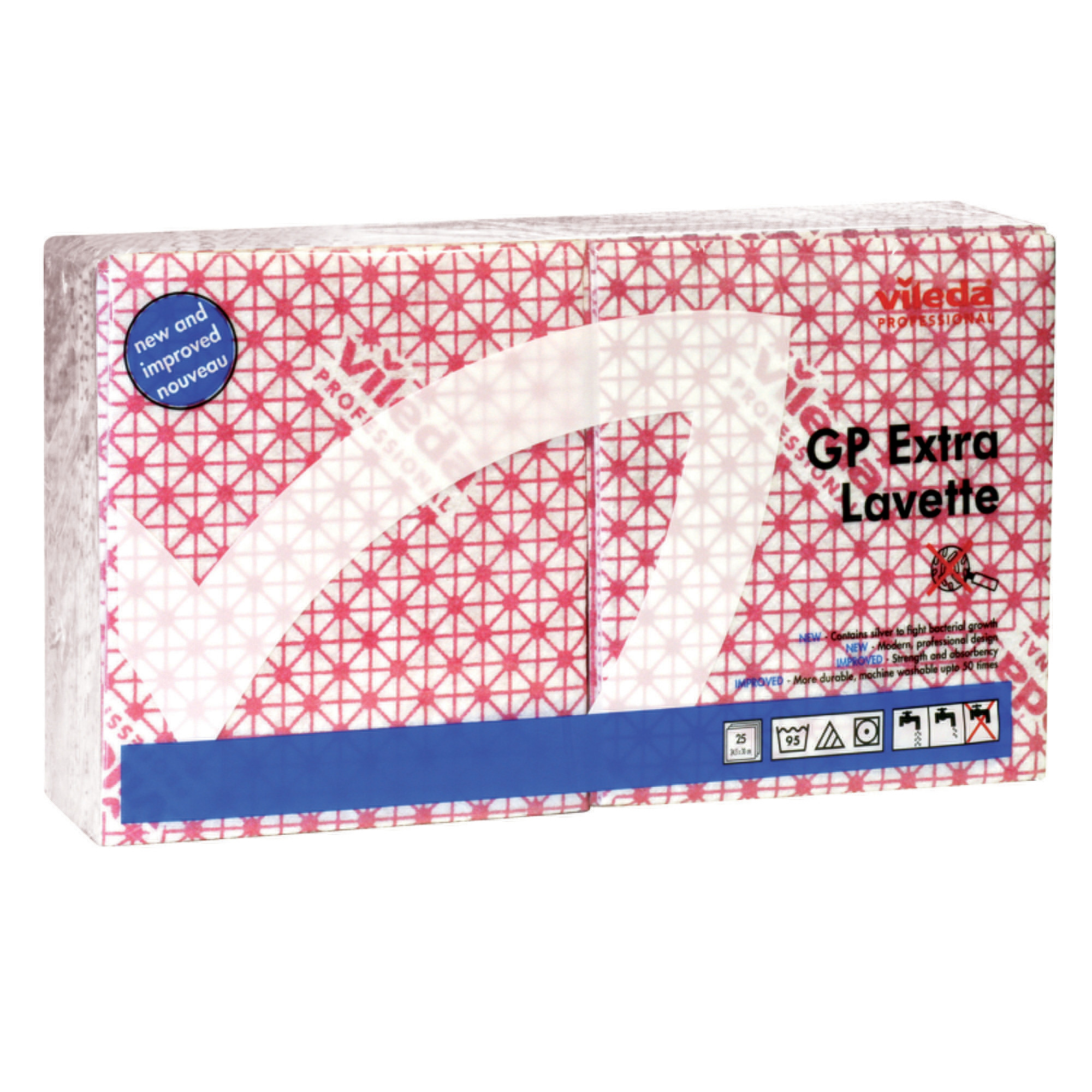 25 lavettes non tissées GP extra Vileda rouge