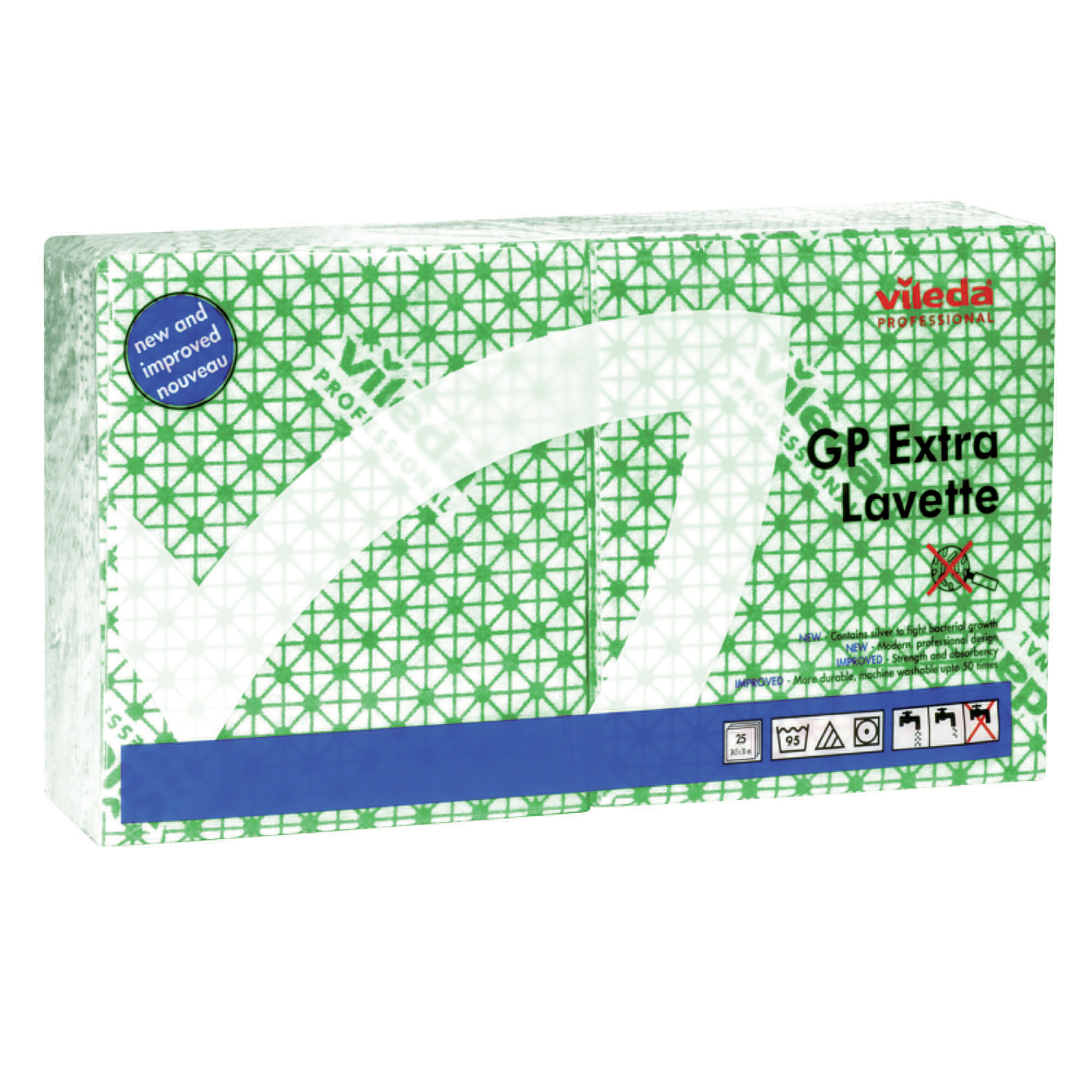 25 lavettes non tissées GP extra Vileda vert
