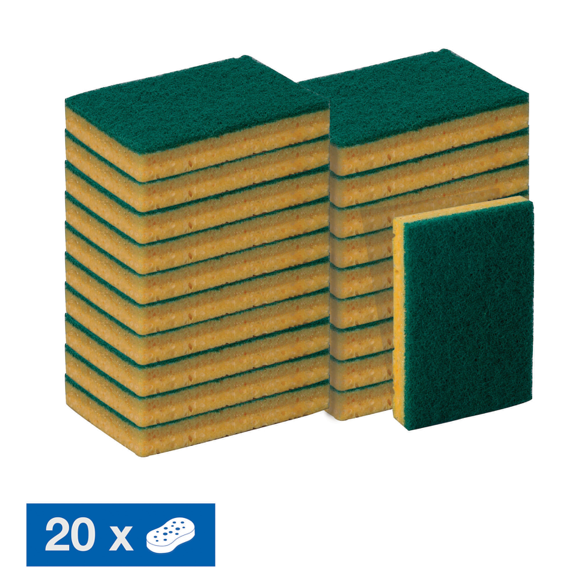 Eponges grattantes multi-usages Nicols vertes, lot de 20