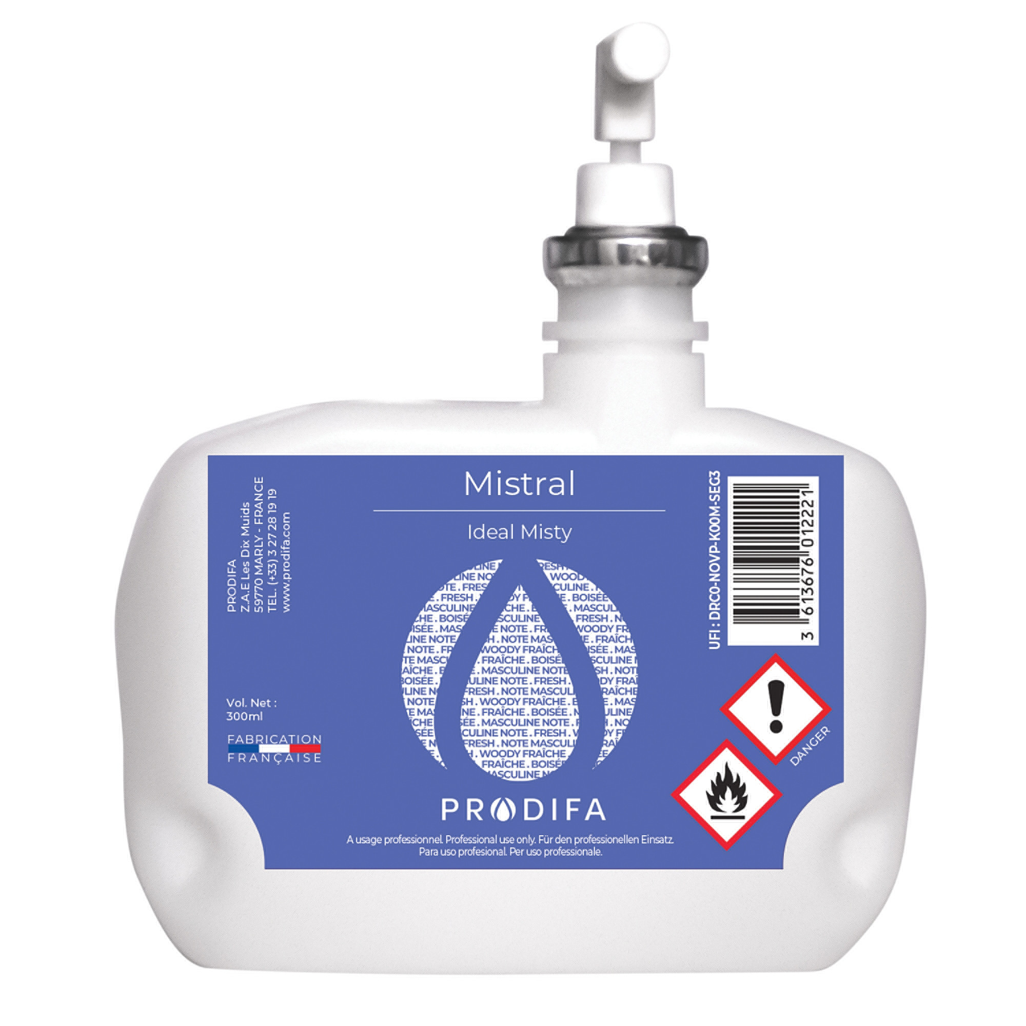 Recharges de parfum Prodifa Idéal Misty 300 ml parfum Mistral, lot de 6