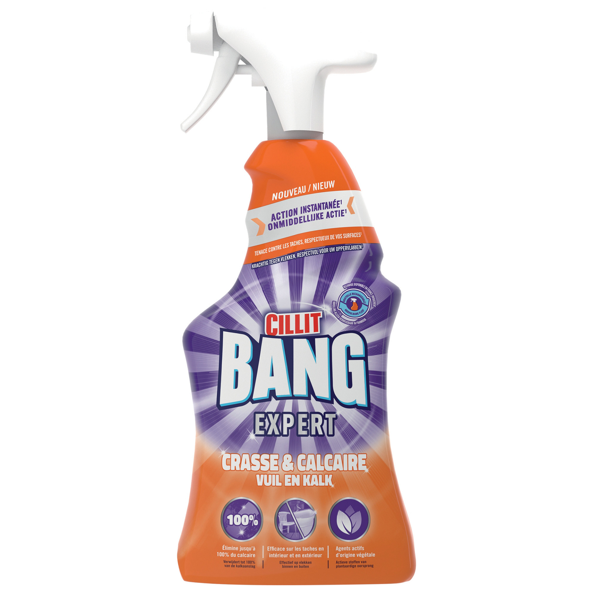 Nettoyant Ménager Anti calcaire Dégraissant Spray Cillit Bang Le Flacon De 750ml - vue 3