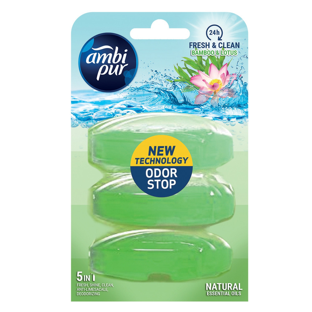 Recharges bloc WC Ambi Pur parfum bambou et lotus, lot de 3