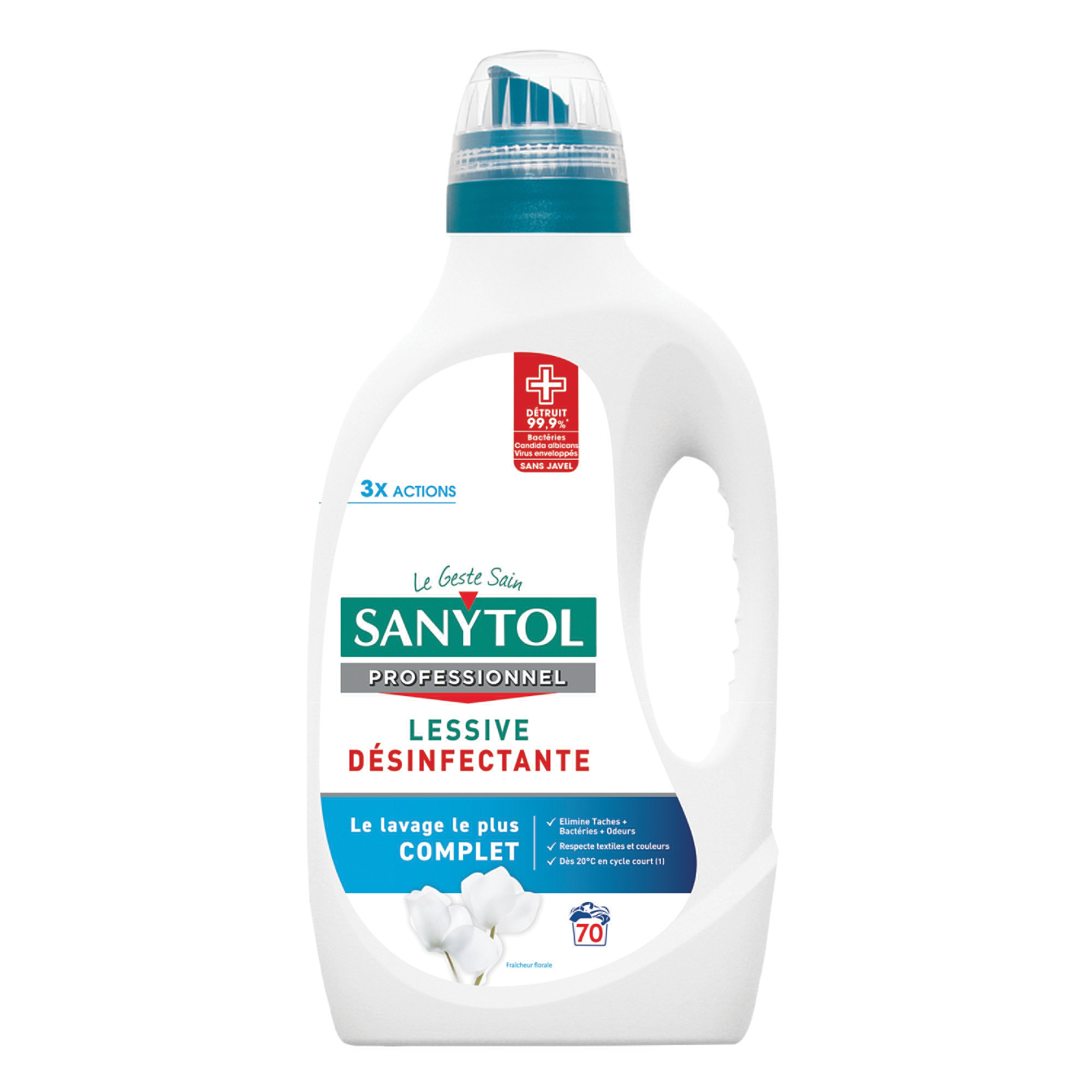 Sanytol Lessive liquide professionnelle désinfectante Action 3 en 1 Fraîcheur florale 70 lavages 3 5 - vue 2