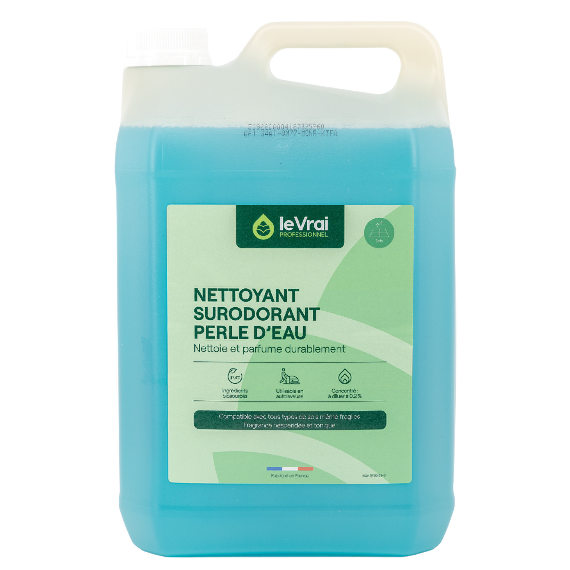 Nettoyant surodorant concentré Le Vrai Perle d'eau 5 L