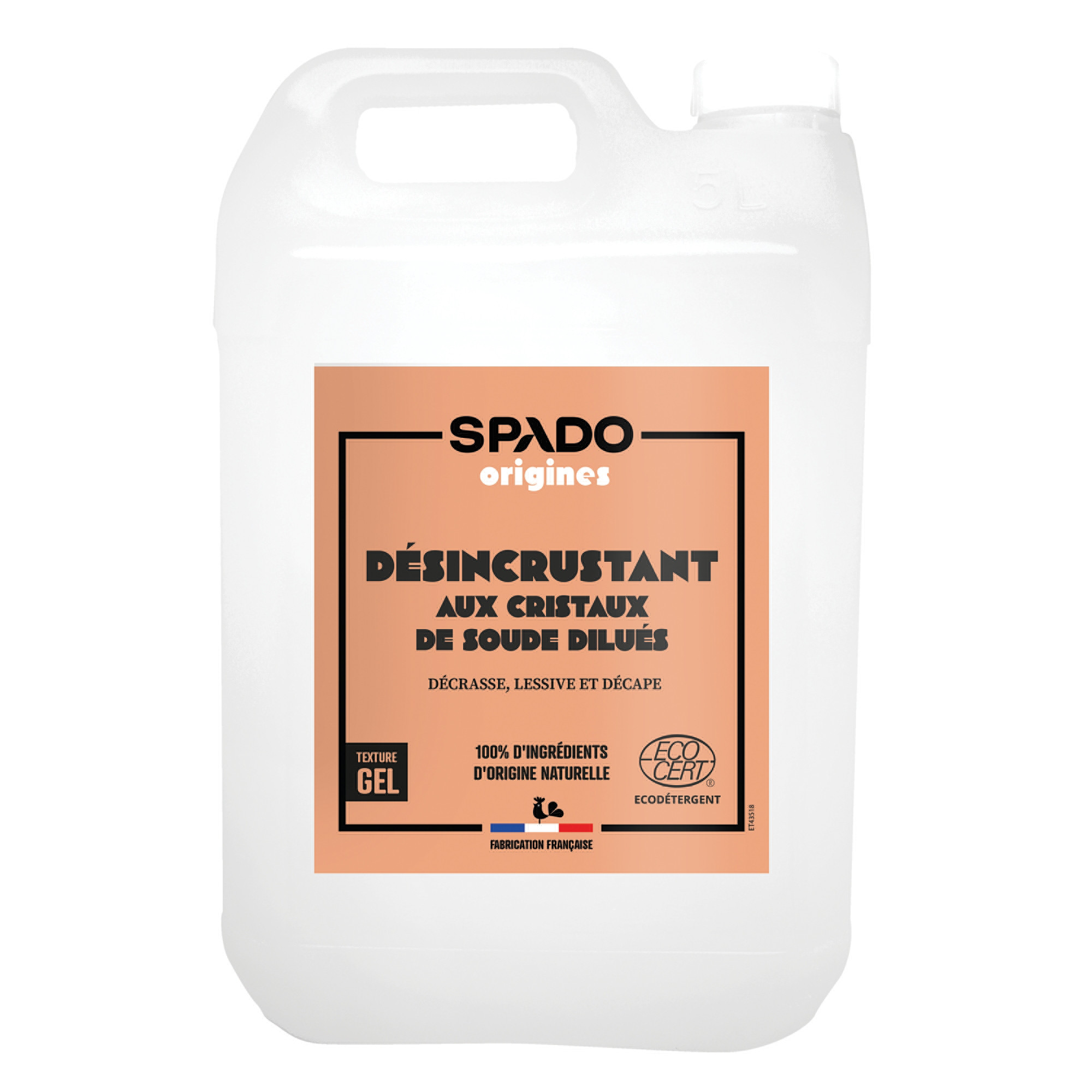 Désincrustant aux cristaux de soude gel Spado 5 L