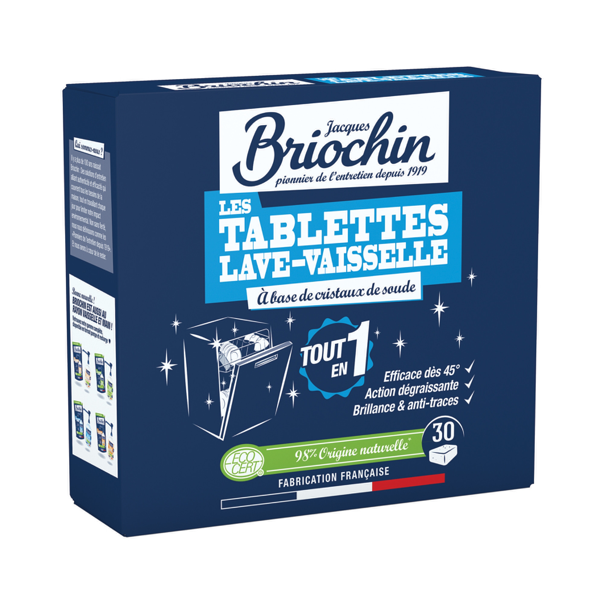 Tablettes lave-vaisselle cycle court Briochin tout en 1, boîte de 30