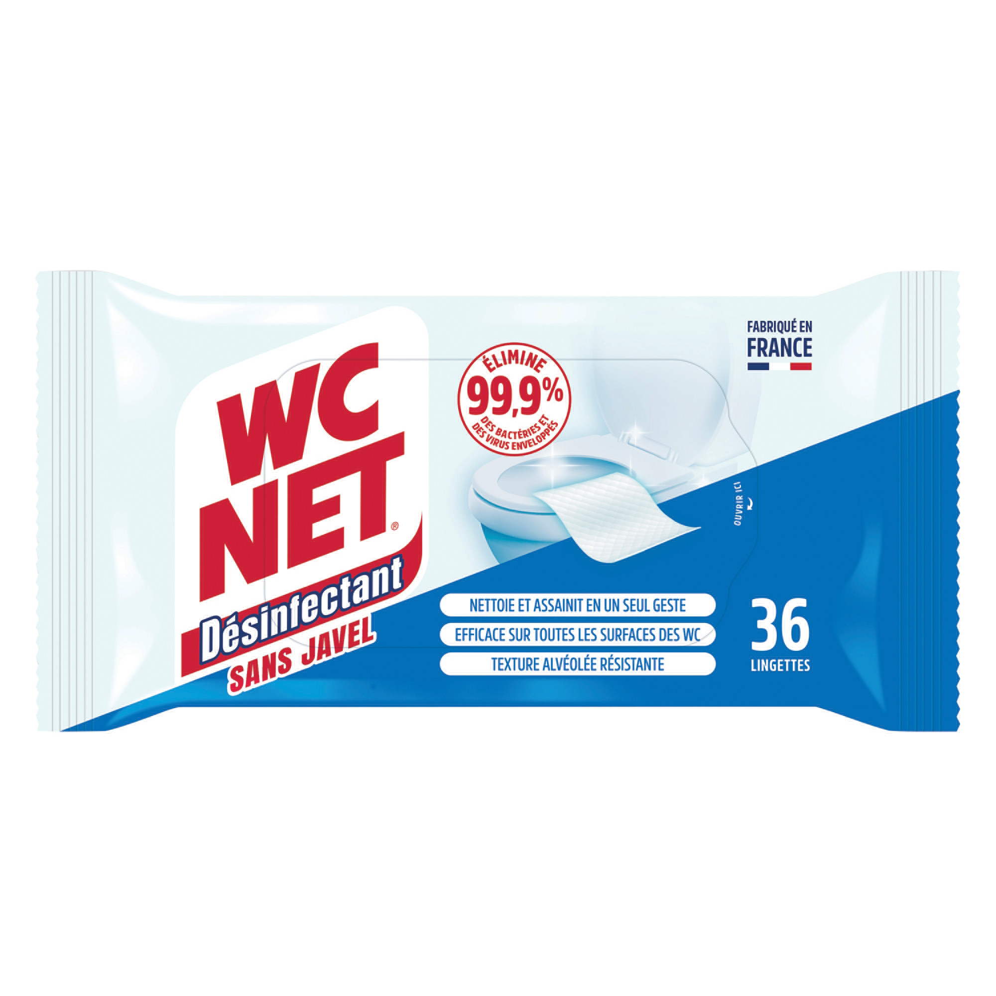 WC NET Lingettes désinfectantes sanitaires WC Net 5 actions, étui de 30