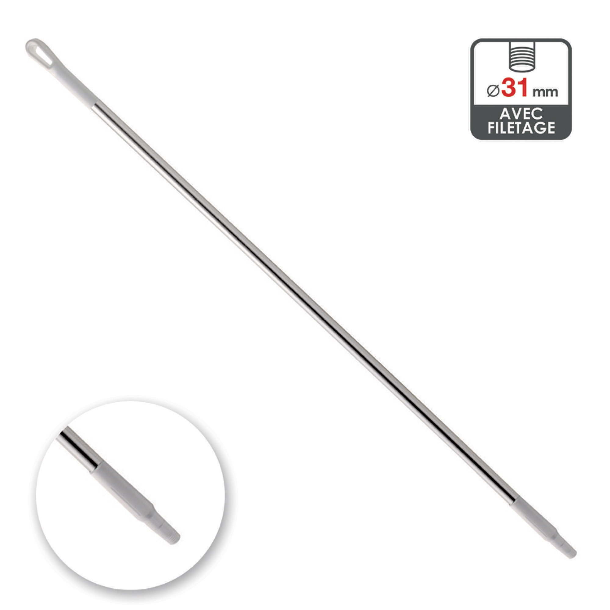 Manche aluminium 1m30 blanc
