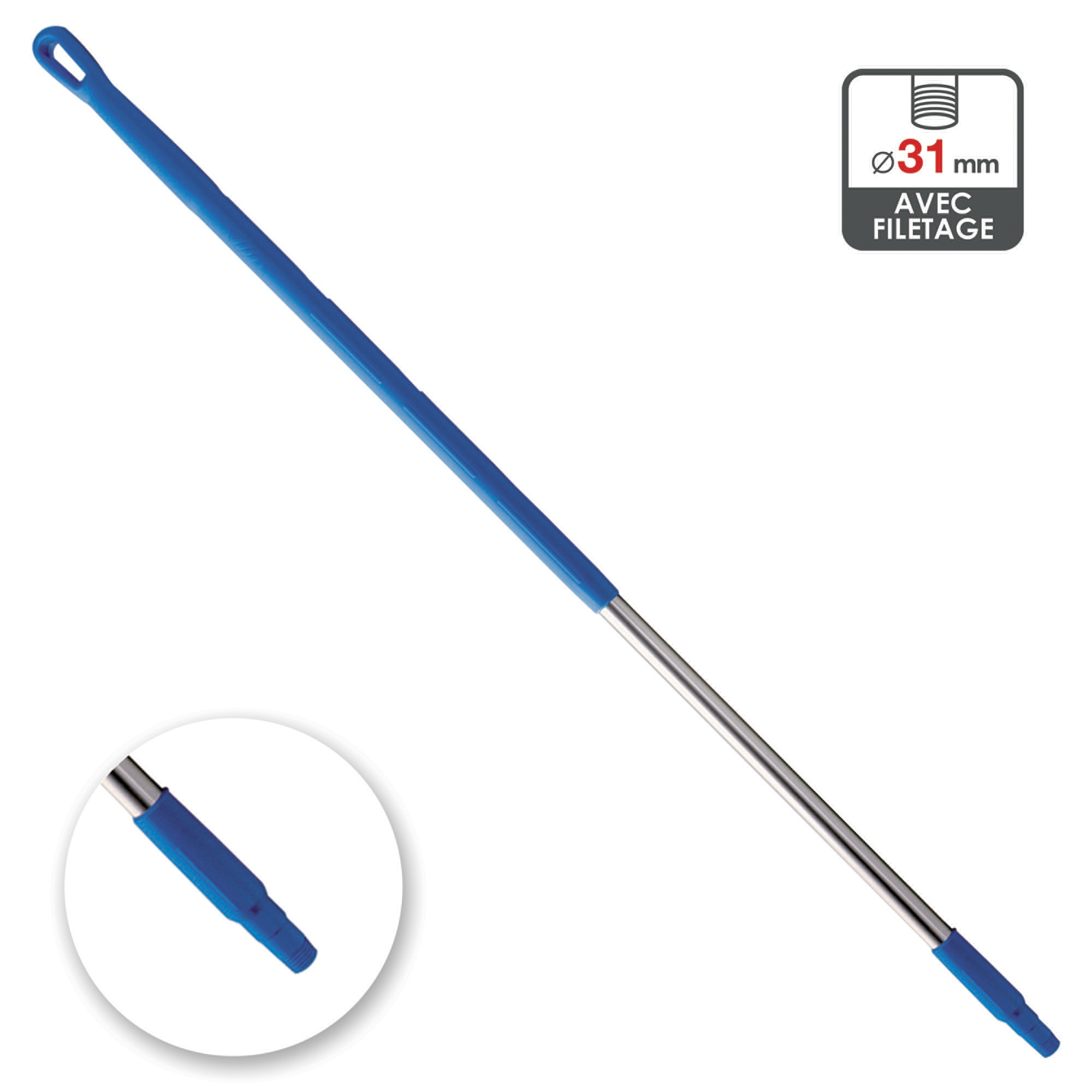 Manche aluminium 1m30 bleu