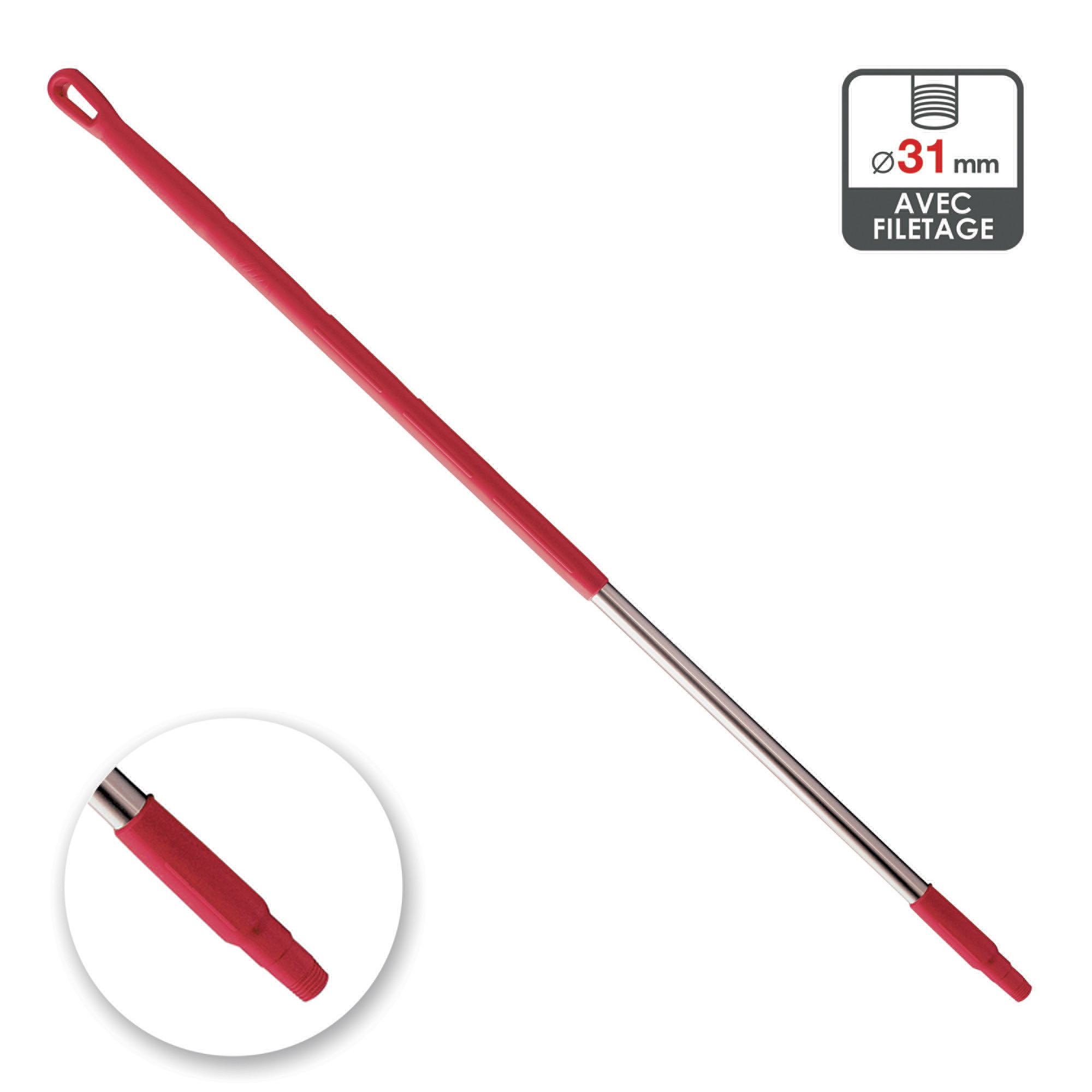 Manche aluminium 1m30 rouge