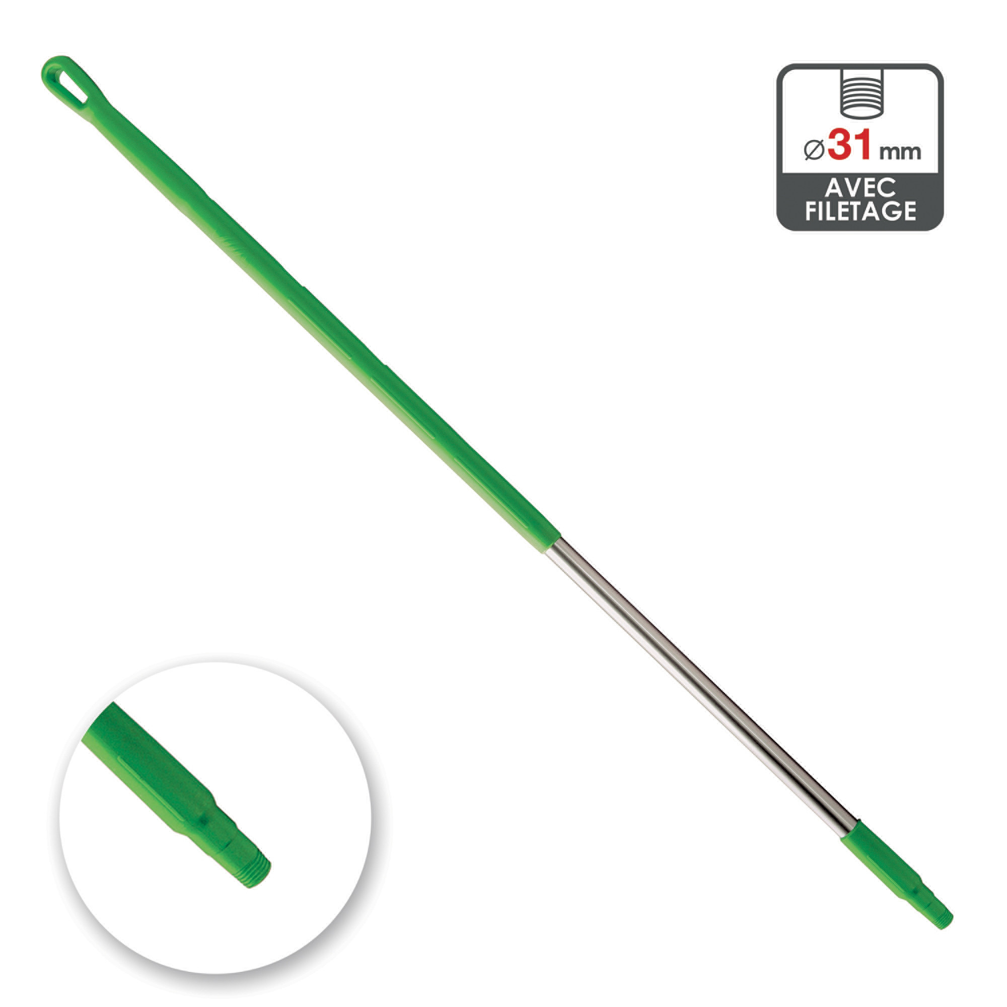 Manche aluminium 1m30 vert