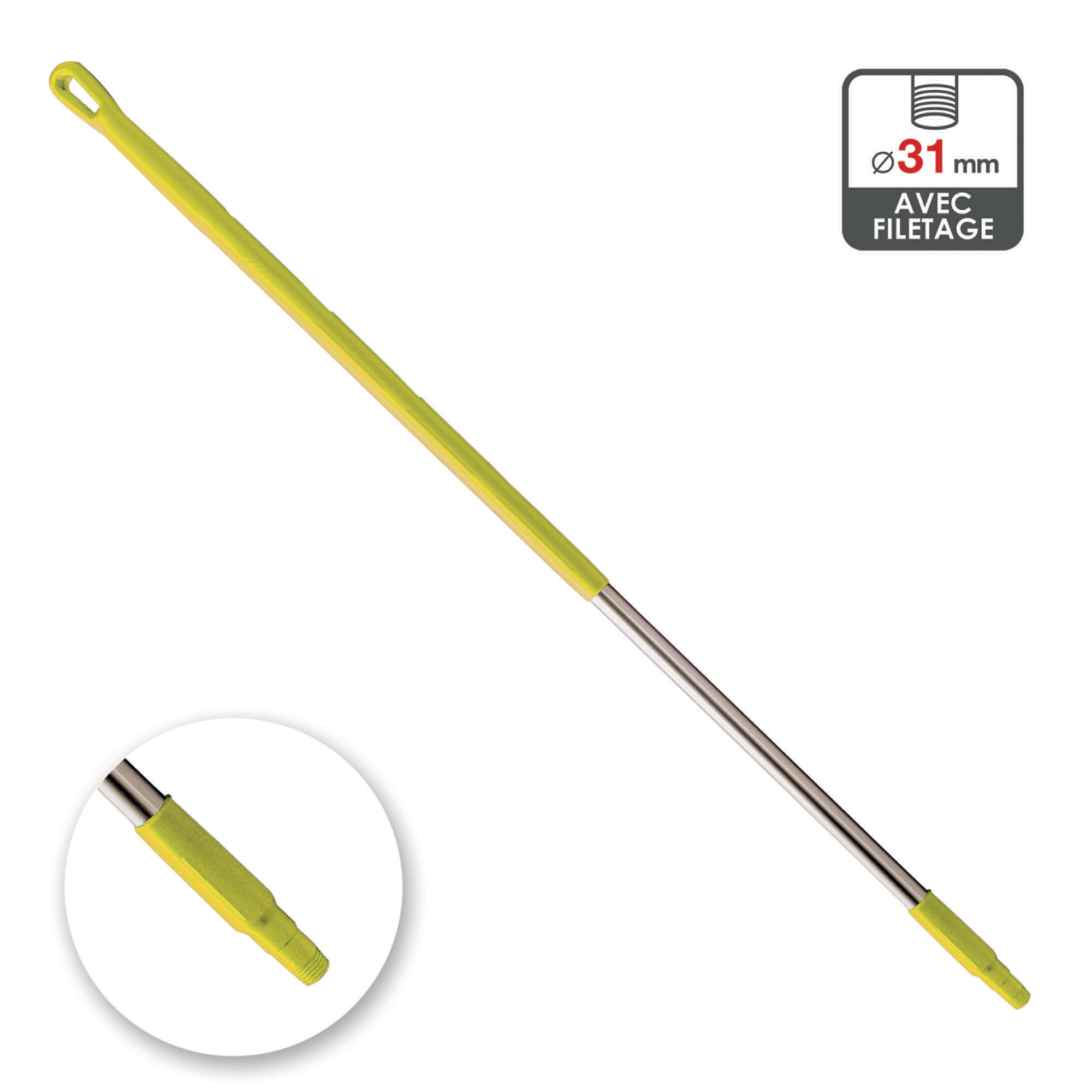 Manche aluminium 1m30 jaune