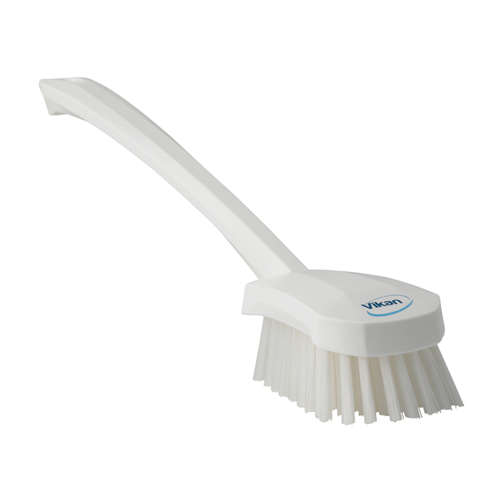 Brosse à main manche long, coloris blanc