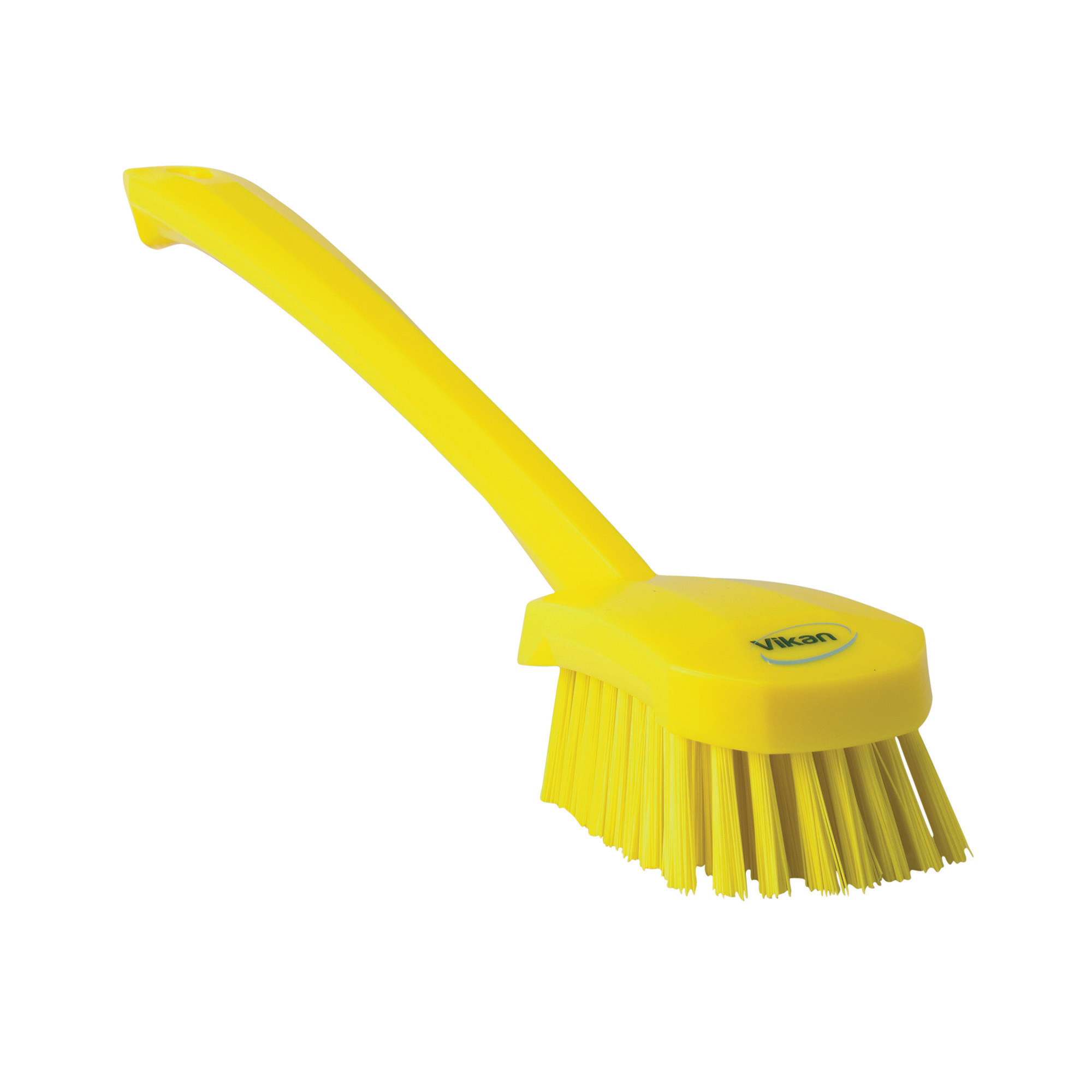 Brosse à main manche long, coloris jaune