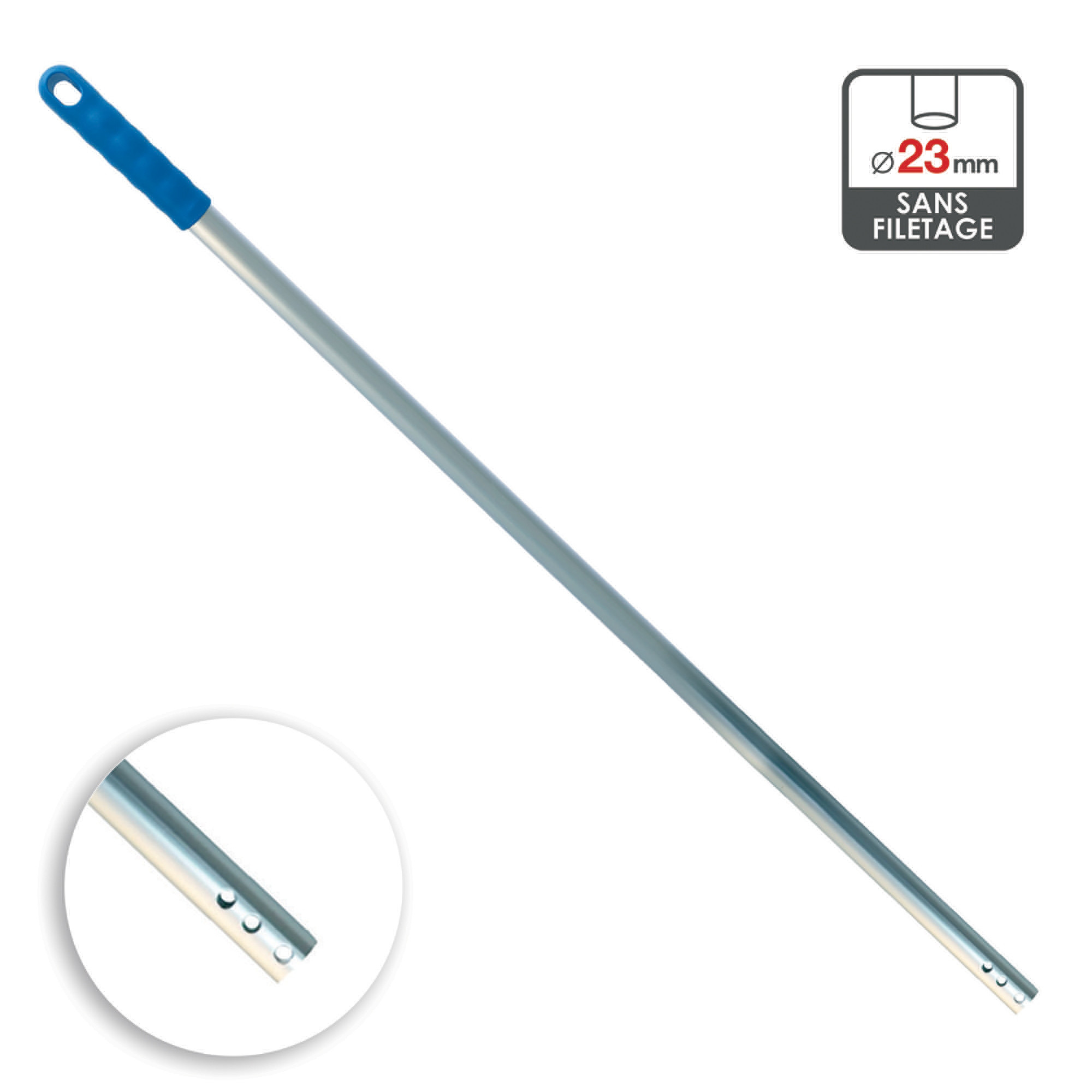Manche aluminium 1,40 m 23 mm 6 trous